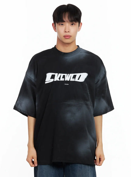 mens-oversized-vintage-graphic-t-shirt-il516 / Black