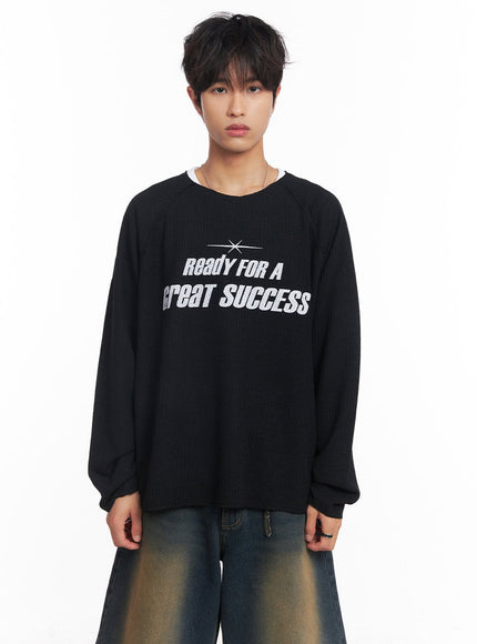 Men's Ribbed Graphic Raglan Sweatshirt IY508