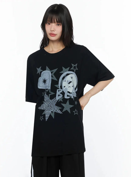 urban-star-graphic-oversized-t-shirt-iy525 / Black