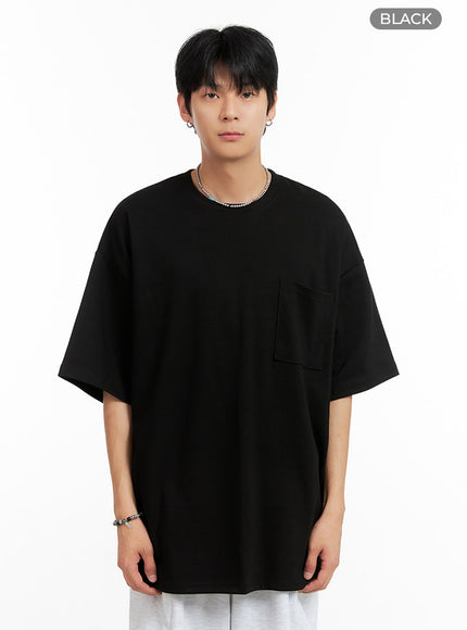 mens-oversized-cozy-pocket-t-shirt-ig402 / Black