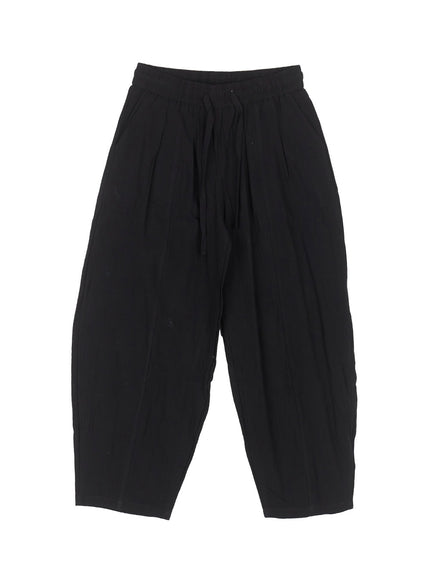 mens-adjustable-linen-wide-leg-pants-iy520 / Black