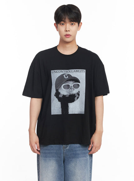 mens-kitty-graphic-t-shirt-iy520 / Black