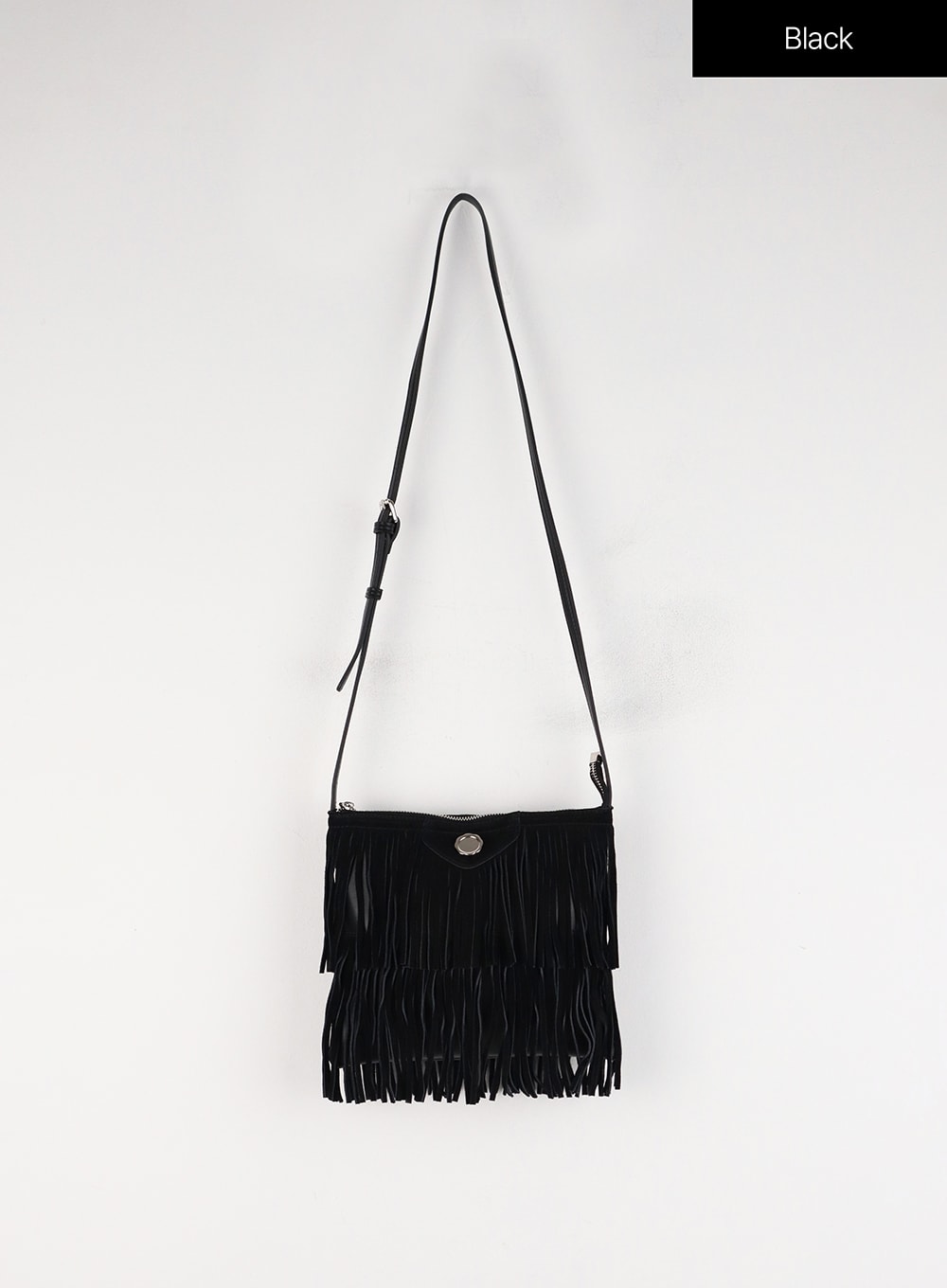 boho-style-solid-tassel-crossover-bag-id305 / Black