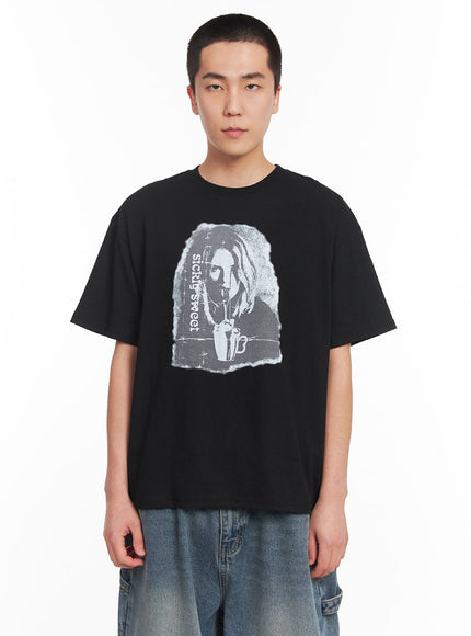 mens-graphic-cotton-tee-iy506 / Black