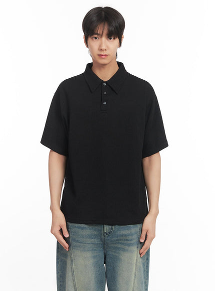 mens-collared-knitted-t-shirt-ia511 / Black