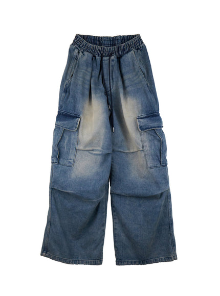 mens-wide-fit-denim-cargo-jeans-id427 / Blue