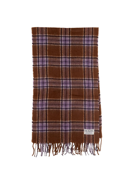 winter-tartan-checkered-scarf-in510 / Brown