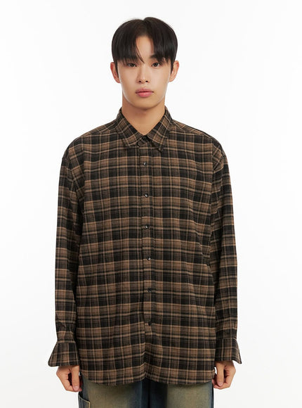 mens-checkered-flannel-id406 / Brown