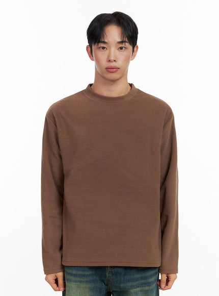 mens-fleece-long-sleeve-t-shirt-in426 / Brown