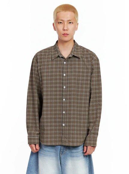 mens-plaid-button-up-shirt-il514 / Brown
