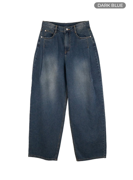 phoebe-oversized-side-tuck-jeans-io430 / Dark blue