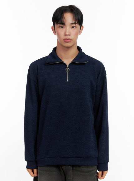 mens-knit-half-zip-sweater-in426 / Dark blue