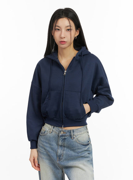 oversized-zip-up-hoodie-ij503 / Dark blue