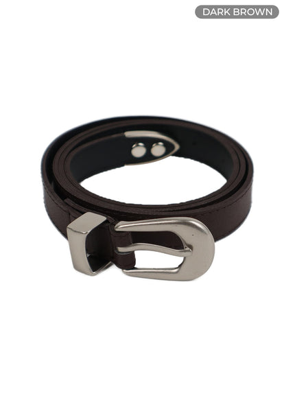 basic-faux-leather-belt-if421 / Dark brown
