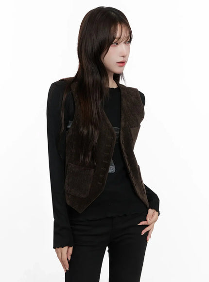 Velvet Buttoned Vest IN514