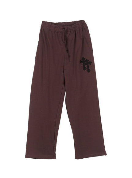 patched-chic-wide-fit-sweatpants-iy516 / Dark brown