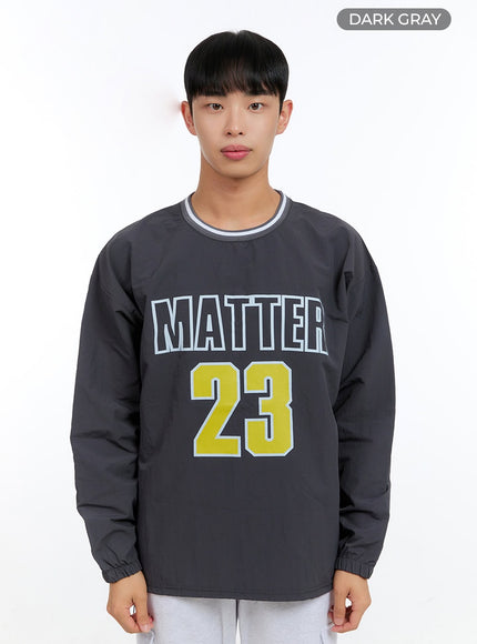 mens-lettering-round-neck-sweatshirt-ig421 / Dark gray