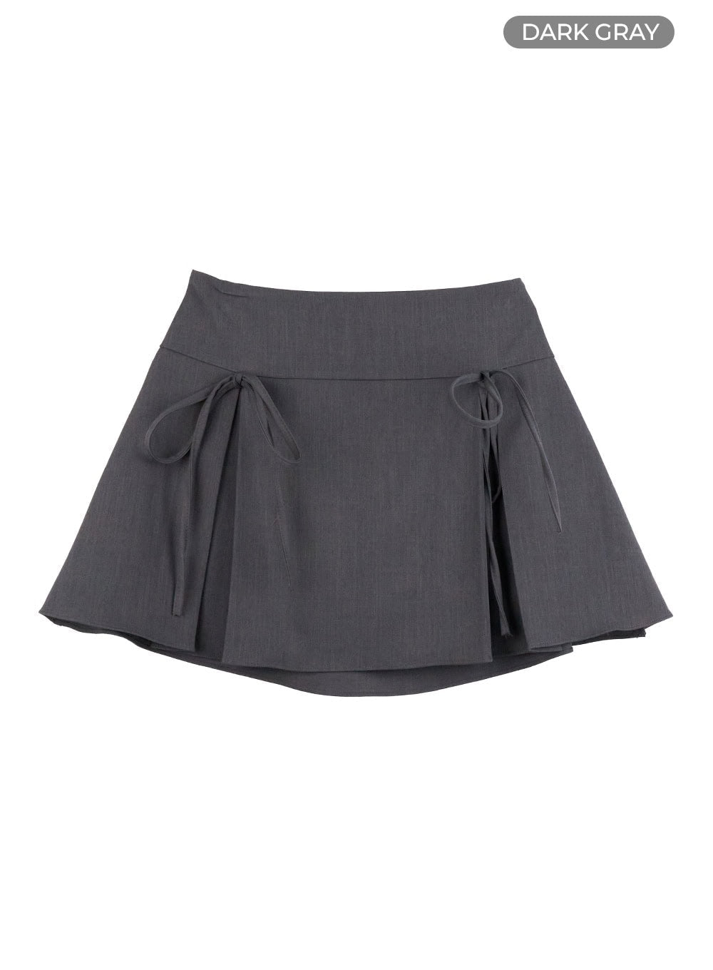 ribbon-pleated-mini-skirt-is402 / Dark gray