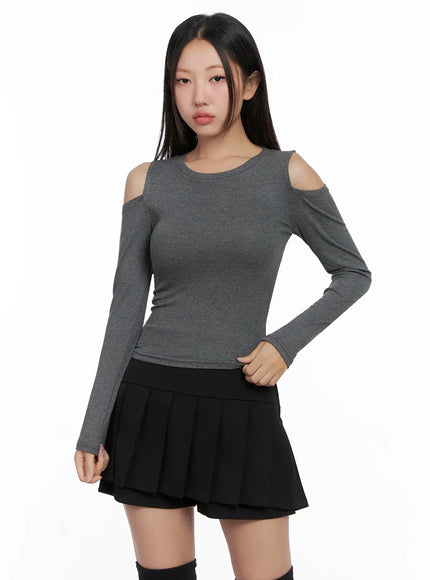 Cut-Out Ribbed Off-Shoulder Top IG527