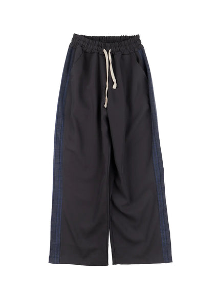 mens-side-plaid-drawstring-pants-ig529 / Dark gray