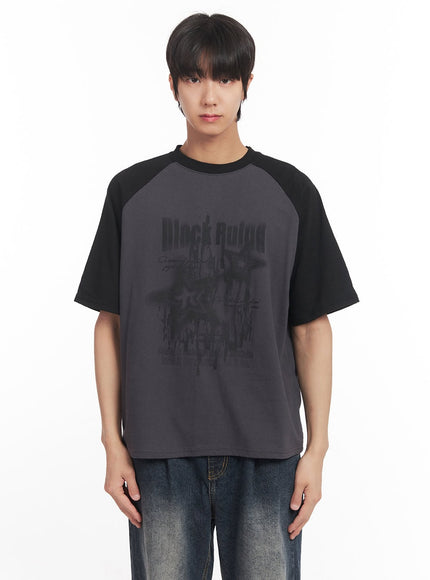 Men's Loose-Fit Graphic Raglan T-Shirt IA511