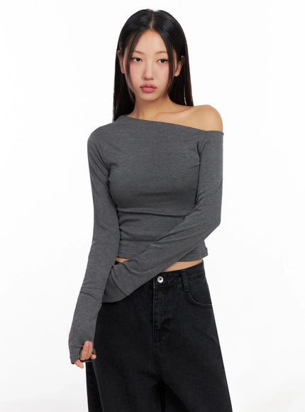 Off-Shoulder Long Sleeve Tee IG528