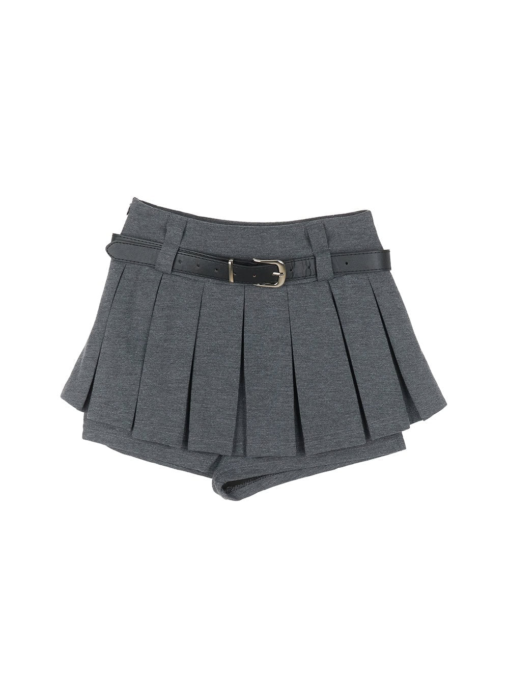 belt-pleated-mini-skirt-ia524 / Dark gray