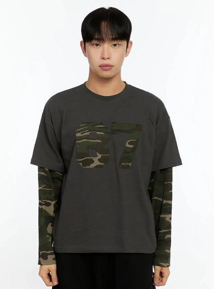 mens-camo-graphic-layered-tee-in525 / Dark gray