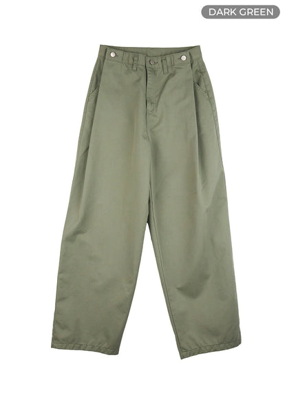 solid-wide-fit-pants-io430 / Dark green