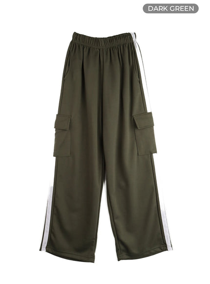 striped-cargo-sweatpants-im405 / Dark green