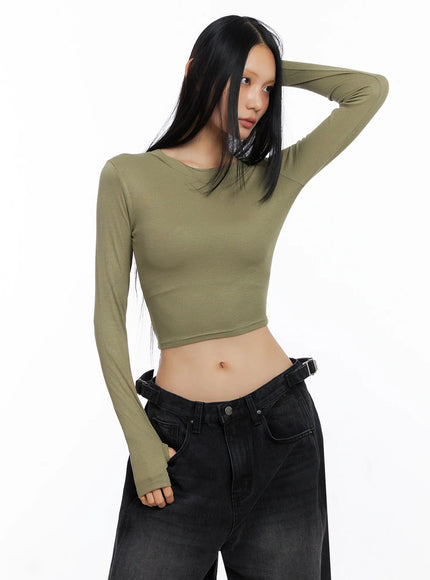 Ribbed Long Sleeve Crop Top CO517