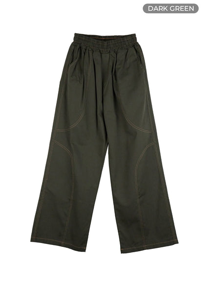 mens-cotton-stitched-wide-fit-pants-ig427 / Dark green