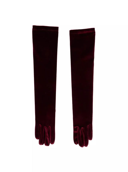 chic-velvet-long-gloves-in507 / Dark red