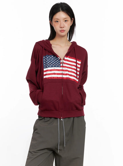 american-flag-zip-up-hoodie-is515 / red