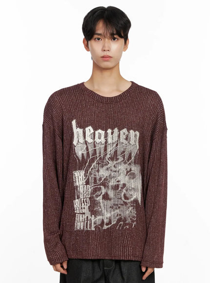 Men's Striped Graphic Knit Long Sleeve IO517