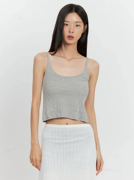 ribbed-eyelet-tank-top-il528 / Gray