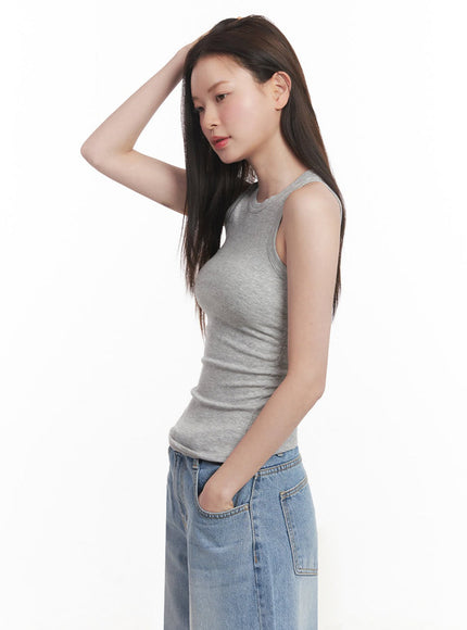 essential-mock-neck-tank-top-iy509 / Gray