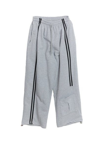 stripe-pocket-sweatpants-if510 / Gray