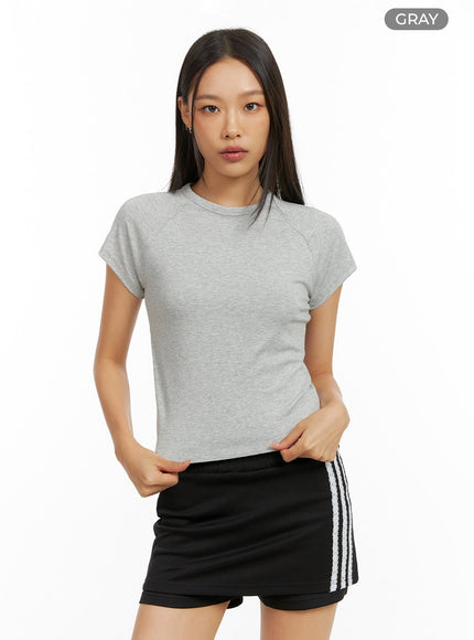 raglan-crop-short-sleeve-tee-ig405 / Gray
