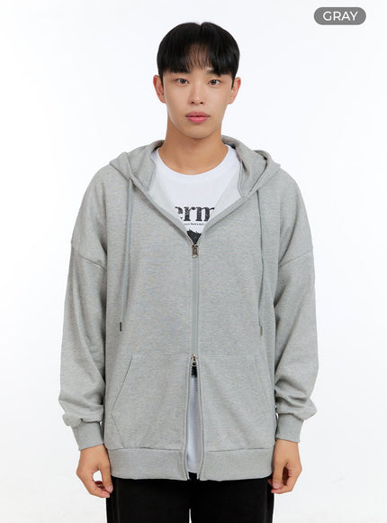 mens-basic-two-way-zip-up-hoodie-ig422 / Gray