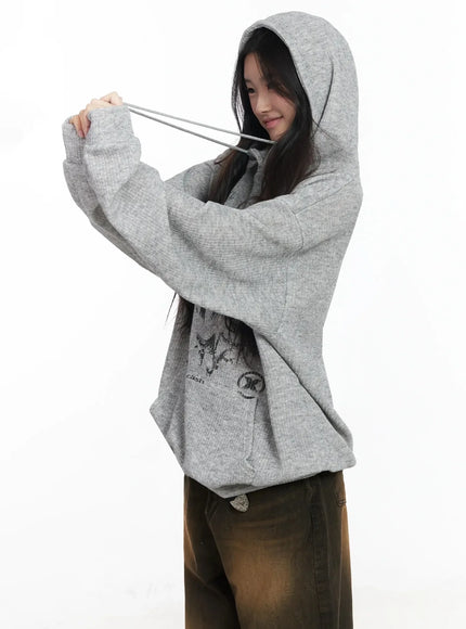 Ribbed Graphic Knit Hoodie IM502