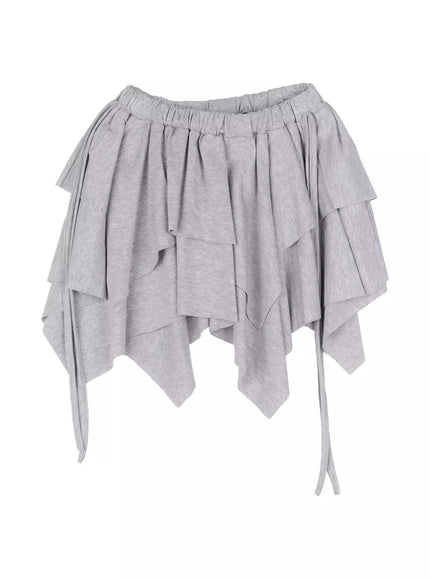 layered-flounce-mini-skirt-ig528 / Gray