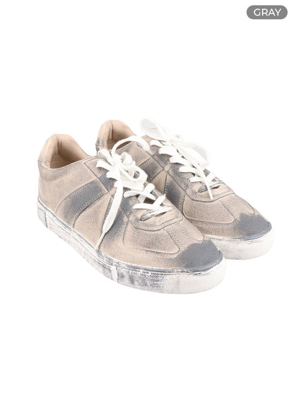 mens-faux-leather-sneakers-iu405 / Gray