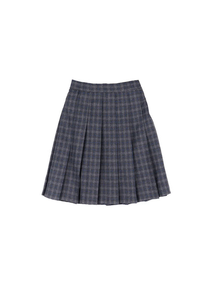 Plaid Pleated Midi Skirt IJ502