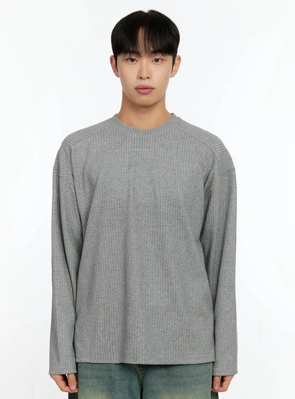 mens-basic-ribbed-knit-top-in525 / Gray
