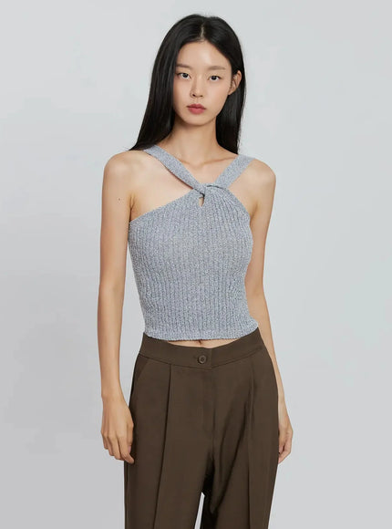 knitted-halter-neck-top-io530 / Gray