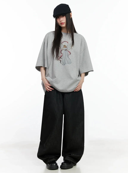 angel-graphic-oversized-t-shirt-im506 / Gray