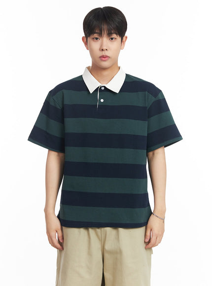 mens-striped-polo-tee-ia529 / dark green