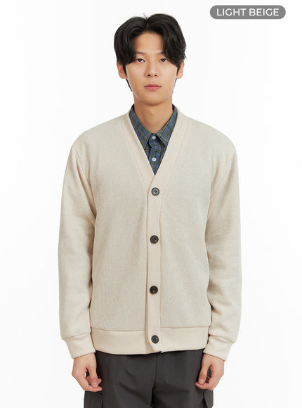 mens-v-neck-buttoned-sweater-ia402 / Light beige