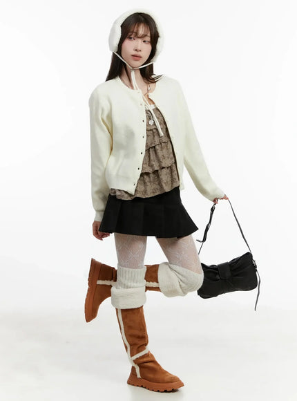 round-neck-knit-cardigan-id525 / Light beige
